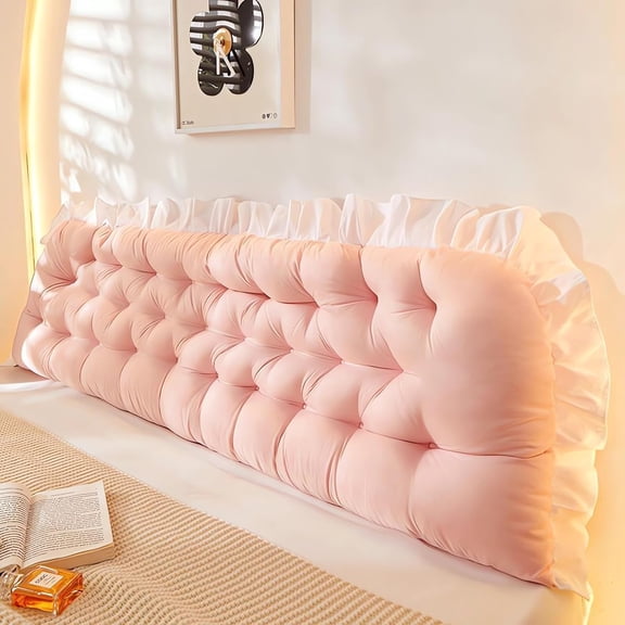 College Dorm Bed Bolster Pillow Long Reading Rectangular Headboard Pillow Backrest Support Cushion for Sitting in Bed Daybed Pillows Soft,Pink,Twin/90 * 50cm