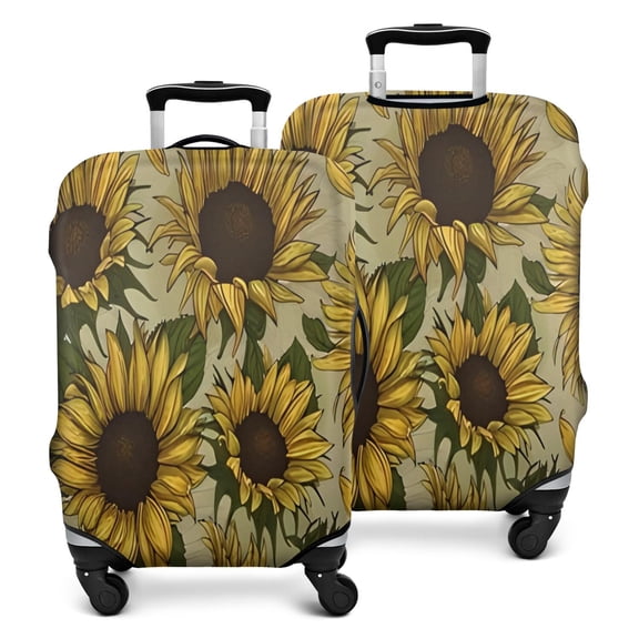 Yellow Green Leaf Sunflower Pattern Luggage Cover Fashion Suitcase Cover Baggage Covers Fit 25-28 Inch Luggage (Go Travel)