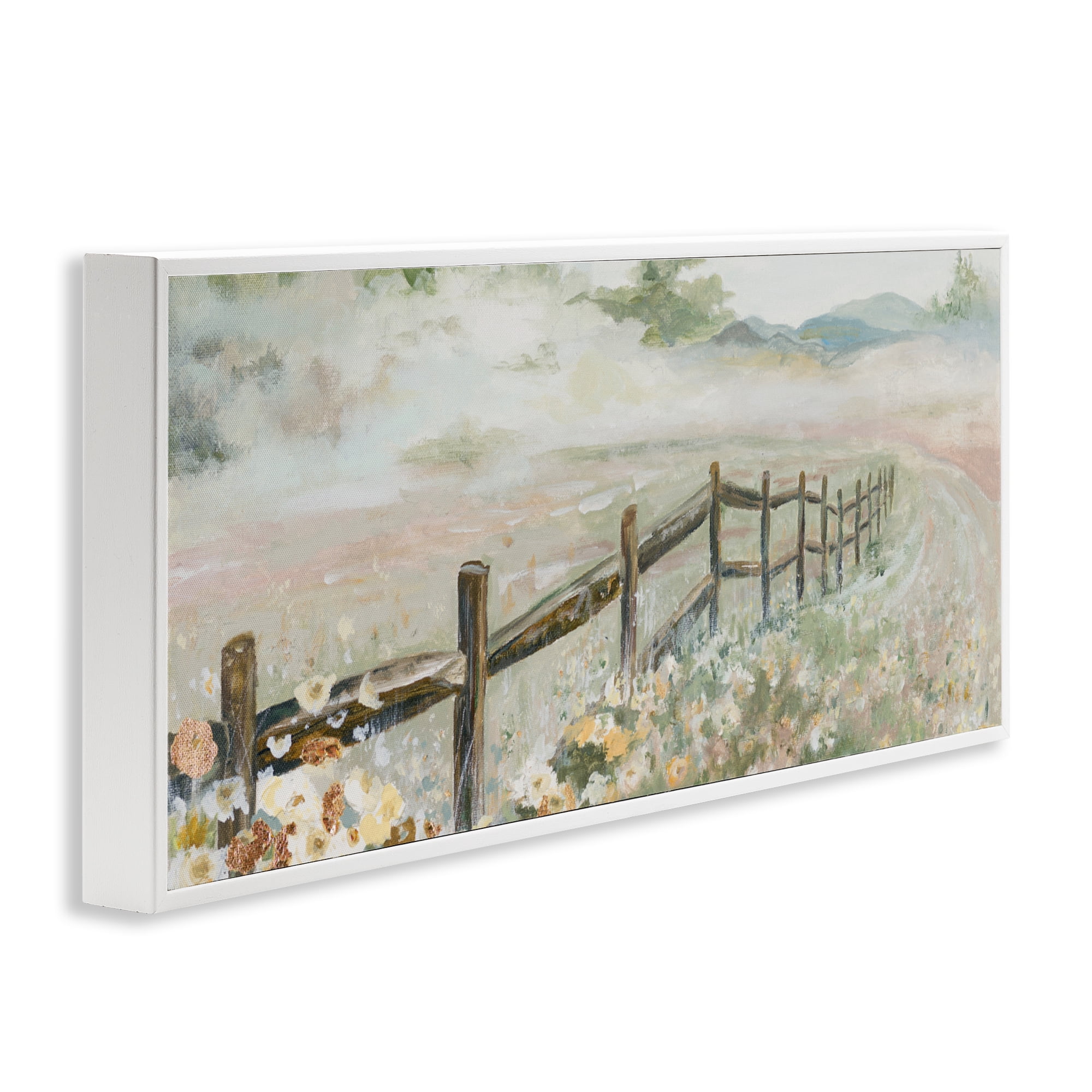 Stupell Industries Soft Fence with Flowers White Framed Giclee Art, design by Patricia Pinto