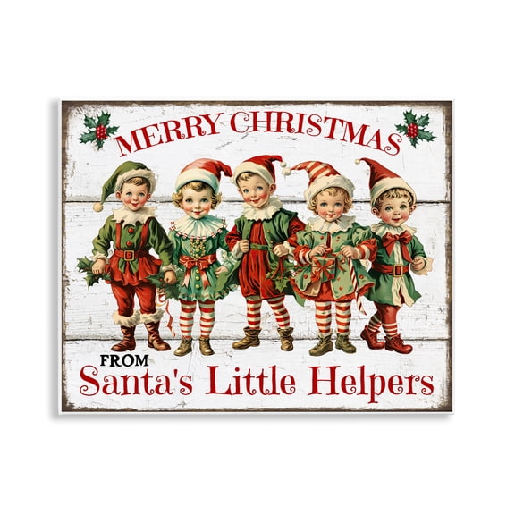 Stupell Industries Santa's Helpers Elves Holiday Painting Unframed Art Prints Wall Art, 14 x 11