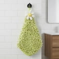 thumbnail image 2 of REGALWOVEN 2 Pack Cute Flower Chenille Hanging Hand Towels, Soft Absorbent, Quick Dry Decorative Towels for Kitchen, Bathroom Green 12" x 12", 2 of 7