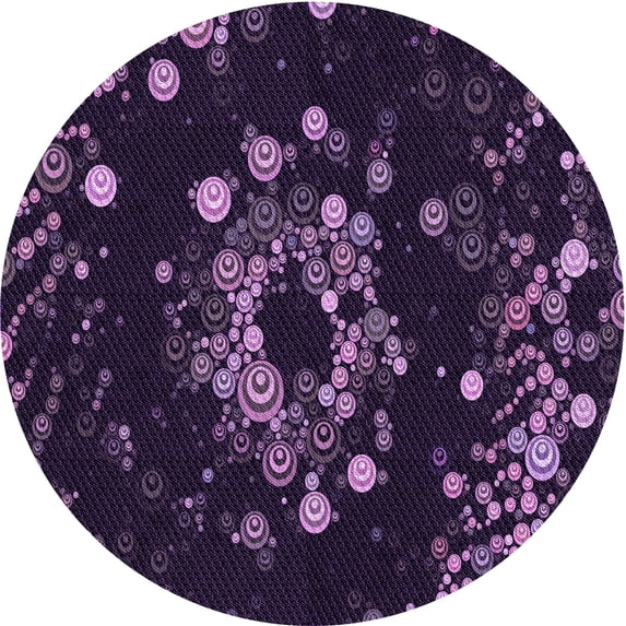 Ahgly Company Machine Washable Indoor Round Transitional Purple Violet Purple Area Rugs, 3' Round