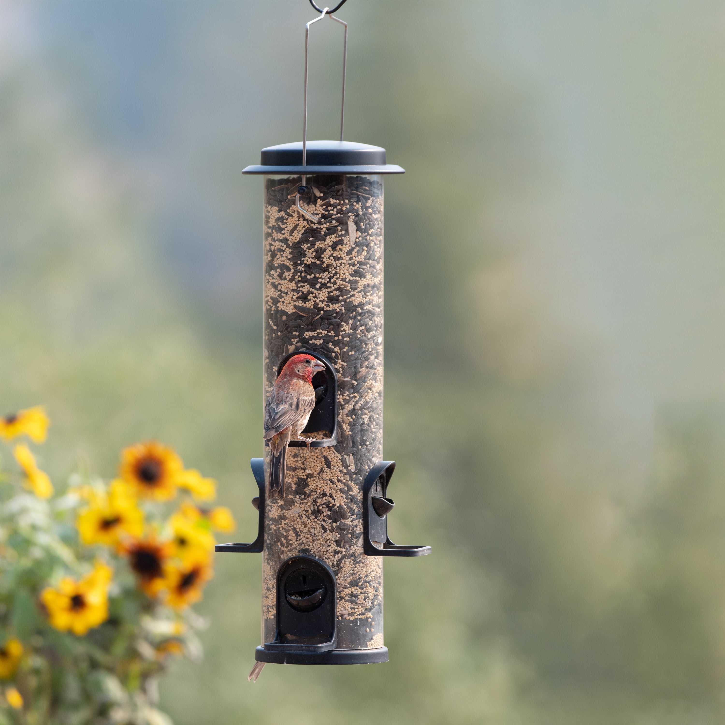 Perky-Pet Black 2-in-1 XL Wild Bird Tube Feeder - 4lb Capacity
