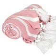 thumbnail image 4 of 50" X 60" Pink and White Woven Cotton Striped Throw Blanket with Tassels, 4 of 6