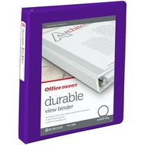 Office Depot Nonstick Round-Ring View Binder, 1in. Rings, 100% Recycled, Purple, OD02974