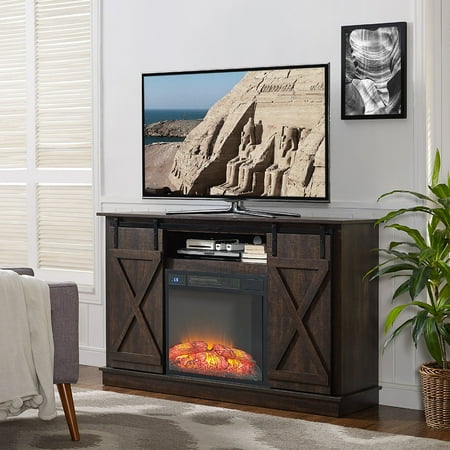 Home Source Murray Espresso Electric Fireplace Tv Stand With