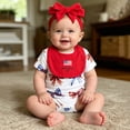 thumbnail image 6 of Wxirdiow Girls Patriotic Clothes 4th Of July Baby Girl Outfits Usa Flag Embroidery Newborn Infant Smocked Bubble Romper Memorial Day Clothes Red Size,0-3 Months, 6 of 6