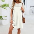 thumbnail image 5 of Hurxie Womens Crochet Swim Cover Up Short Sleeve Waffle Knit Tops Bathing Suit Beach Dress Crew Neck Hollow Out Dresses White,M, 5 of 6