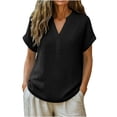 thumbnail image 7 of Dxzfnsa Womens Linen Shirts Short Sleeve Button Down Shirts Casual Vacation Beach Summer Tops Cowgirl Western Concert Outfits S-2XL, 7 of 7