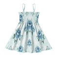 thumbnail image 2 of Ttyddzy Woman' Casual-Dresses Sleeveless Camisole A-Line Dress for 2Y-7-8Y，Blue Peony Pattern (2), 2 of 8
