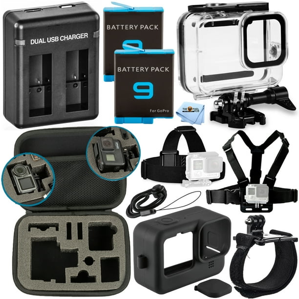 tommelfinger partikel Gøre husarbejde GoPro HERO 9 HERO 10 Black 5K Video Accessory Bundle + EXT BATT + Housing +  Carry Case - Walmart.com