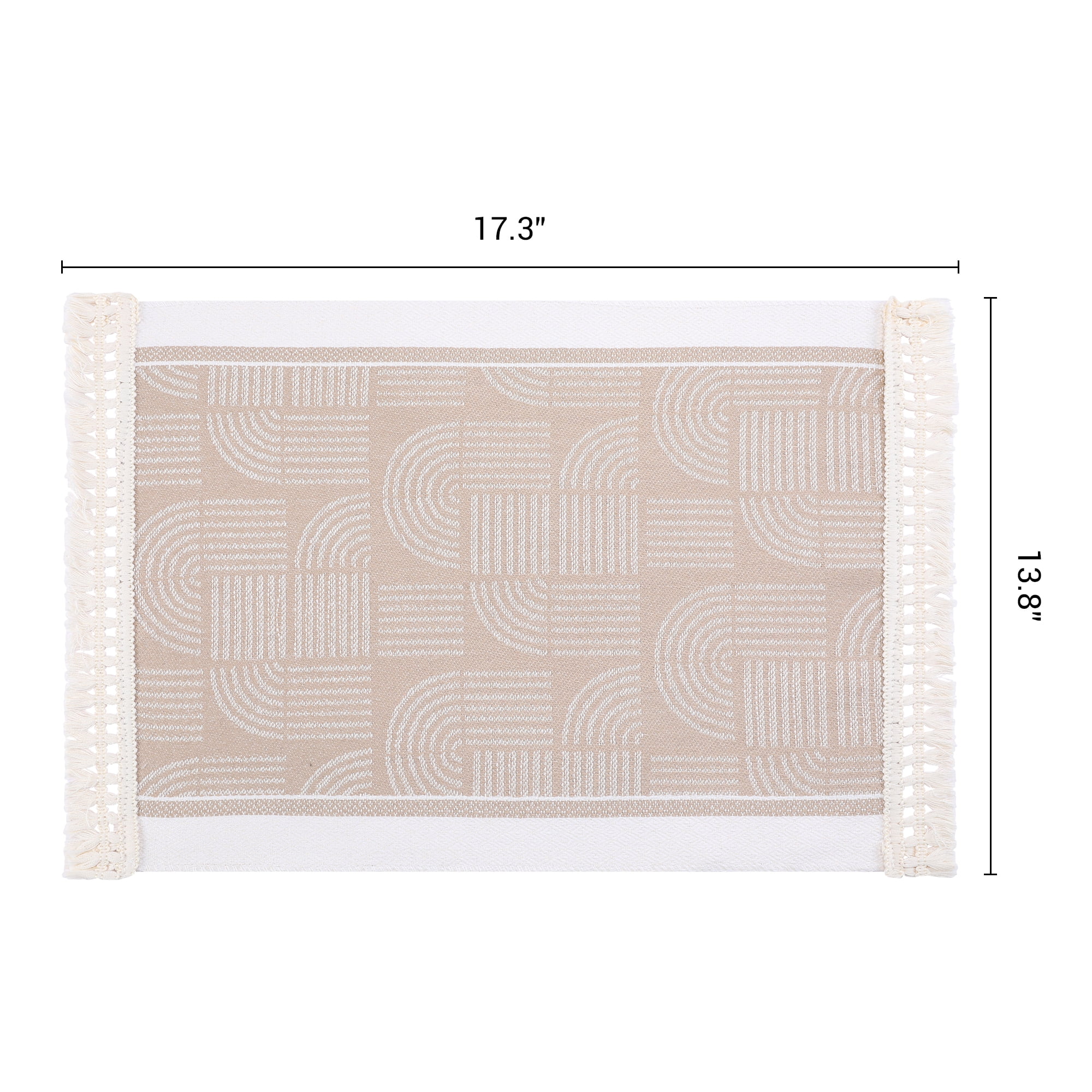 Unique Bargains Set of 4 Linen Farmhouse Placemats Light Brown 17.7x13.8inch