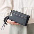 thumbnail image 2 of 1 Uds. Cartera de cuero suave para mujer, bolso de mano con múltiples ranuras para tarjetas, bolso de mano con cremallera de gran capacidad y correa para la muñeca (azul), 2 of 5