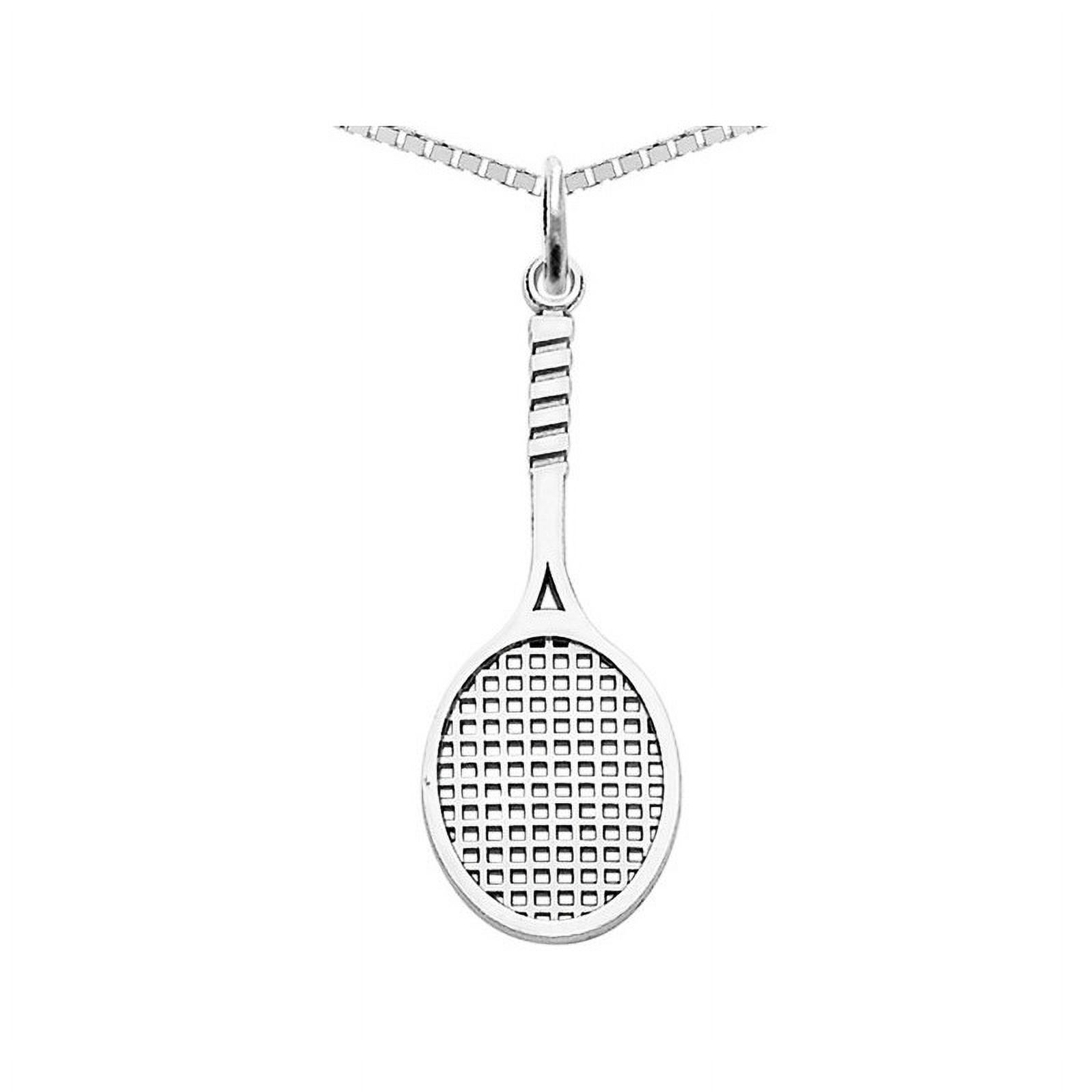 Collier Pendentif Breloque Raquette de Tennis en Or Blanc 14K avec Chaîne