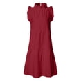 thumbnail image 4 of Sngxgn Mini Sweater Dress for Women, Button up Long Sleeve Knit Dresses for Work in Fall(Red,S), 4 of 5