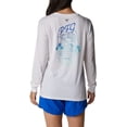 thumbnail image 2 of Columbia Womens Slack Water Graphic Boyfriend Long Sleeve White/Blue Macaw Gradient X-Large, 2 of 5