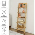 thumbnail image 5 of 5-Tier Ladder Shelf - 50-Inch Narrow Leaning Bookshelf - Wooden Bookcase for Living Room, Bathroom, Kitchen, Office, or Bedroom Furniture (Oak), 5 of 7