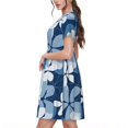 thumbnail image 2 of Fotbe Flower Vestido Largo de Moda para Mujer, Vestido Tipo Camiseta con Manga Corta y Estilo Casual a Rayas y Bloques de Color, 2 of 6