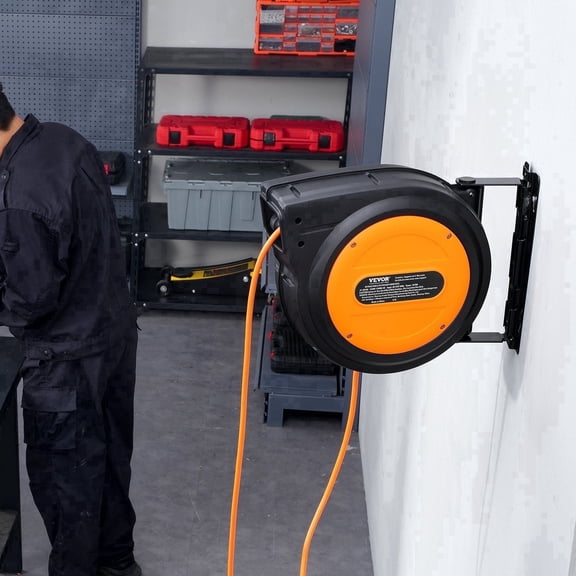 Heavy Duty Retractable Extension Cord Reel 80FT 12 Gauge 3C SJTOW for Workshop and Outdoor