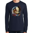 thumbnail image 1 of Mens Big Chief Dream-Catcher Long Sleeve Tee Shirt, Large Deep Navy Blue (TALL Size), 1 of 5