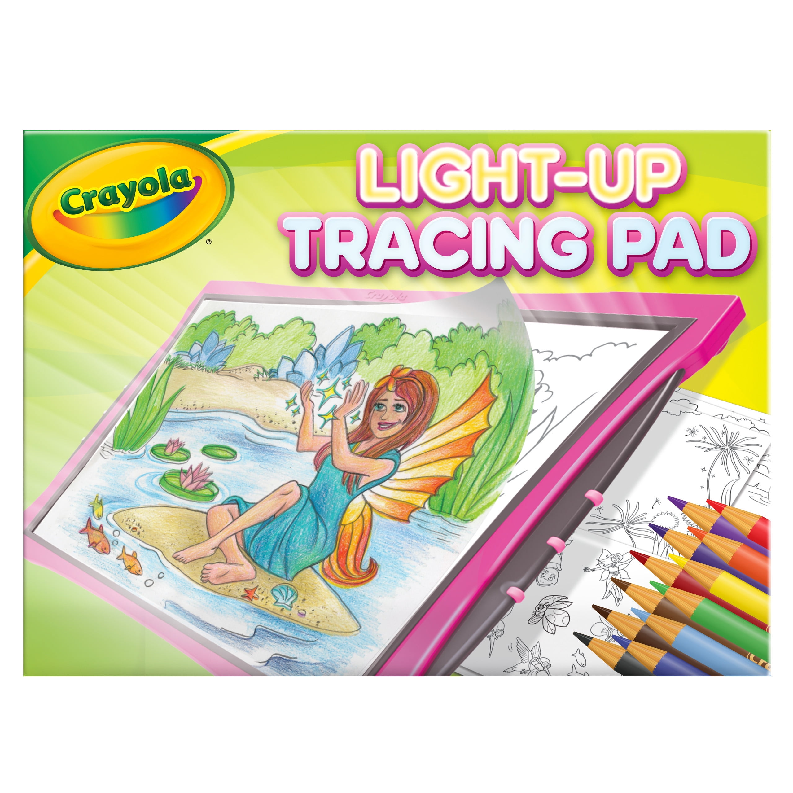 Crayola Light Up Tracing Pad Pink with 150ct Tracing Paper Gift for Girls & Boys Exclusive Bundle Ages 6+ 
