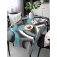 thumbnail image 6 of Turquoise Geometric Table Cloth, Grey Classic Abstract Lines Striped Waterproof Tablecloth for Rectangle Tables, Reusable Washable Fabric Table Cover for Restaurant Kitchen Dining Tables 54"x108", 6 of 6