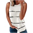 thumbnail image 2 of MRULIC t shirts for women Fashion Women's Loose Sleeveless T-shirt Round Neck Striped Print Tops Womens t shirts White + 4XL, 2 of 3