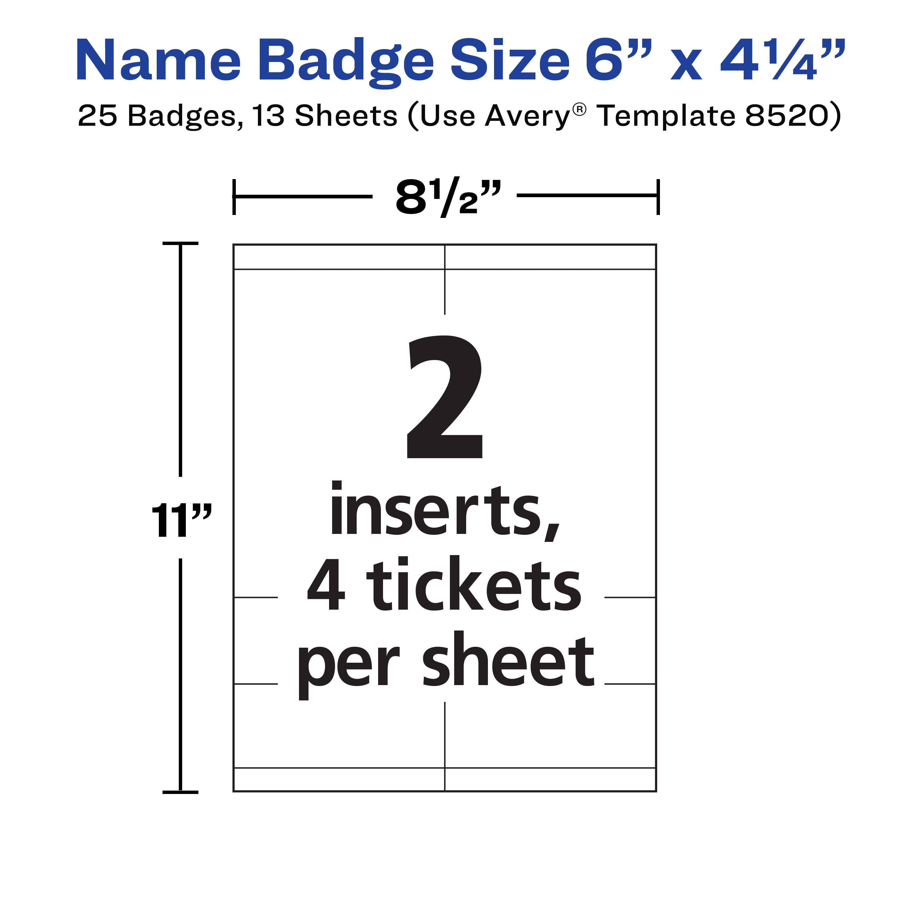 Avery Name Badges with Lanyards, 6" x 4.25", 75 Total (8521)
