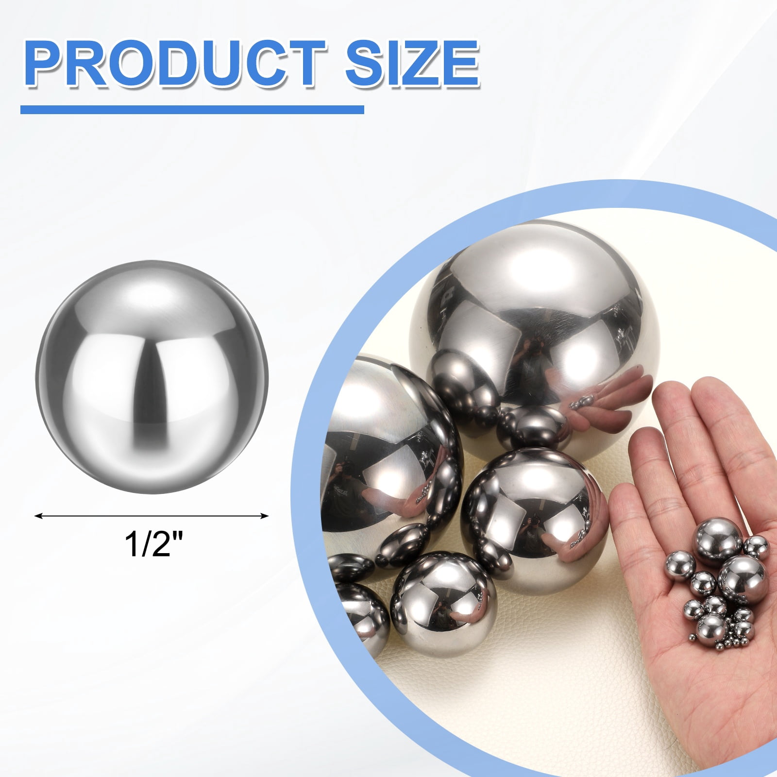 50Pack 1/2" Bearing Balls, 316L Stainless Steel G200 Precision Balls for Bearings Bicycles Casters Automotive Part and DIY (Mirror Polished)