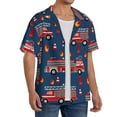 thumbnail image 4 of Xecao offers the Fire Truck 1 for Men's Casual Short-sleeved Shirt, a button-up collared shirt with a pocket, perfect for beach vacations and yacht travel in the XX-Large size., 4 of 7