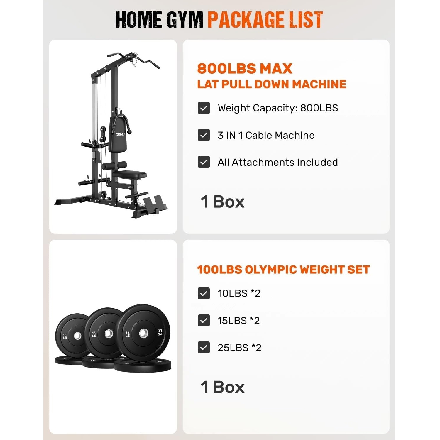 MITONOS 3 in 1 LAT Pulldown Machine,LAT Row Cable Machine with AB Crunch and Cable Row Attachments for Home Gym,High or Low Pulley Stations with Weight Plates (Black)