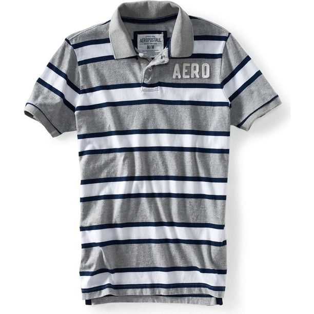 Polo Rugby Aeropostale Aero Stripe para Hombre Gris Extragrande