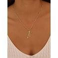 thumbnail image 4 of Bow Pendant Beaded Chain Necklace Multicolor Goldtone Fashion Jewelry, 4 of 7