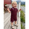 thumbnail image 5 of BemeyourBBs 2Pcs Toddler Baby Boy Summer Outfits Infant Baby Boys Summer Clothes Short Sleeve Lapel Collar Solid Color Jacquard Shirt Tops and Elastic Waist Shorts Set, 5 of 9
