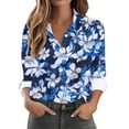 thumbnail image 2 of Jinhomg Button Down Shirts for Women Dressy Casual Floral Printed V-Neck Blouse Lightweight Comfy Long Sleeve Business Work Tops Holiday Sales Multicolor XXL, 2 of 6
