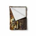 thumbnail image 2 of Tiger Soft Flannel Fleece Throw Blanket, Oil Painting Style Big Cat Purposeful Eyes Carnivore Bengal Feline of East, Cozy Plush for Indoor and Outdoor Use, 60" x 80", Black Pale Brown, by Ambesonne, 2 of 6