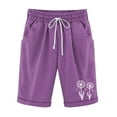 thumbnail image 2 of LOVZFMLL Women's Elastic Waist Blowball Printing Drawstring Shorts Purple S, 2 of 4