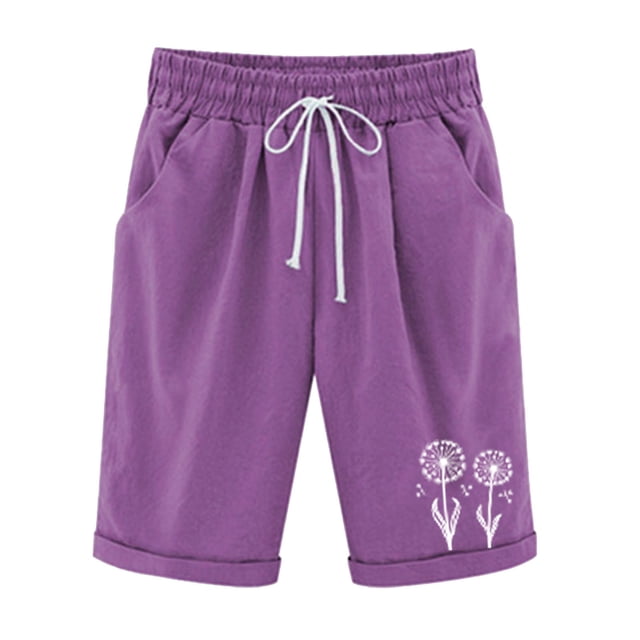 Mujeres Pantalones Cortos Casual, Cintura Elástica Día de la Independencia de la Impresión Pantalones Cortos con Cordón con Bolsillos para Verano Primavera de Uso Diario, Pantalones Cortos de Verano P