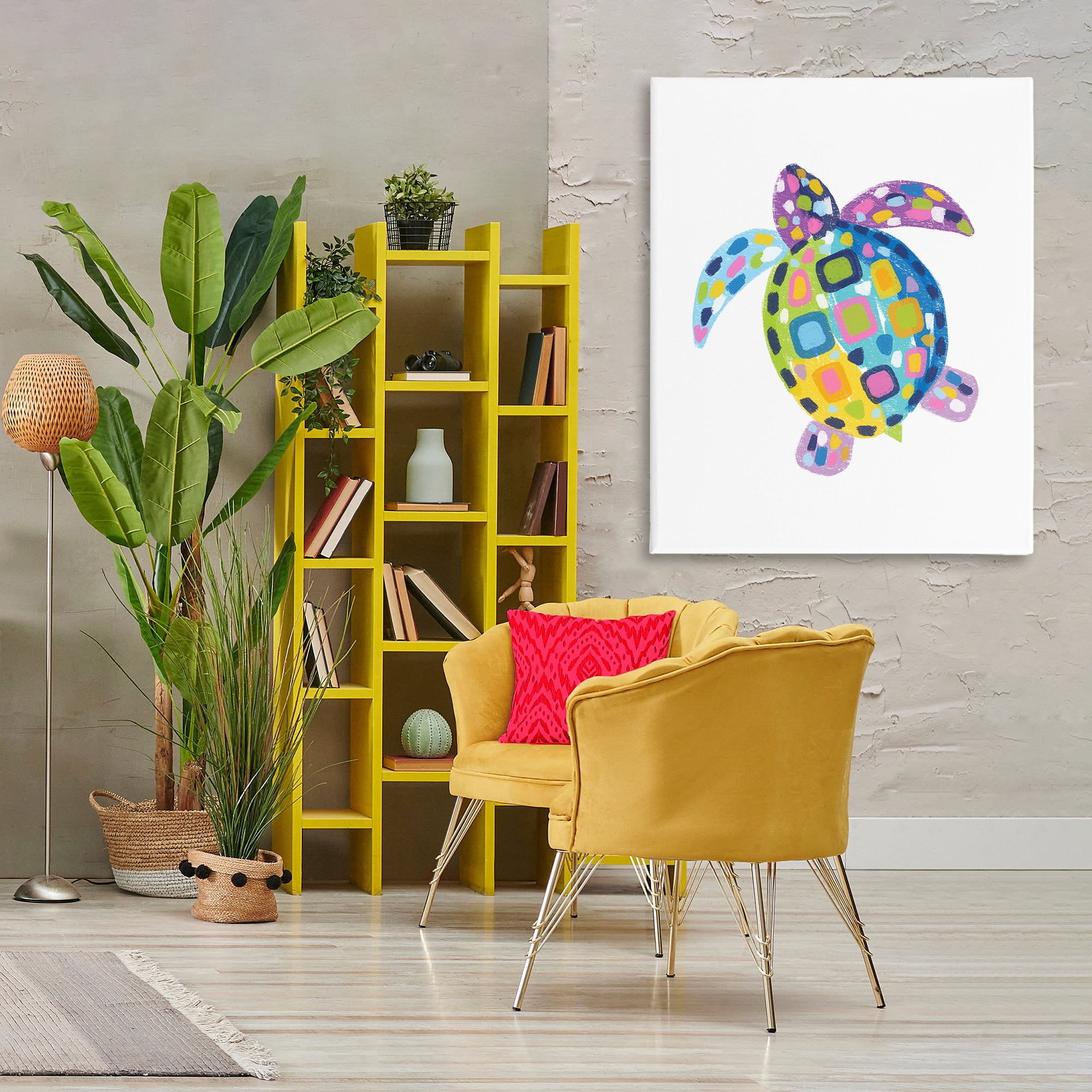 Stupell Industries Mosaic Patterned Turtle Animals & Insects Painting Gallery Wrapped Canvas Art Print Wall Art, 36 x 48
