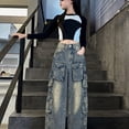 thumbnail image 6 of JAJAHO Girls Denim Cargo Pants Street Dance Baggy Jeans Pants With Multi Pockets For Kids 5-16Y, 6 of 6