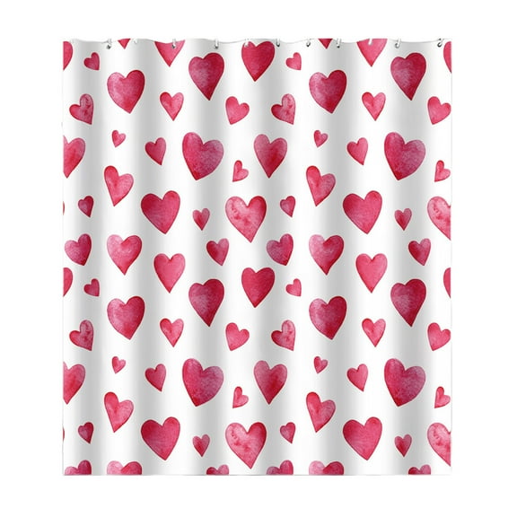 dajkiuy Valentines Day Shower Curtain,70X70inch Falling Red Love Hearts Holiday Bathroom Curtains,Red Heart Polyester Fabric Shower Curtains with Hooks for Valentine Bathroom Decorations