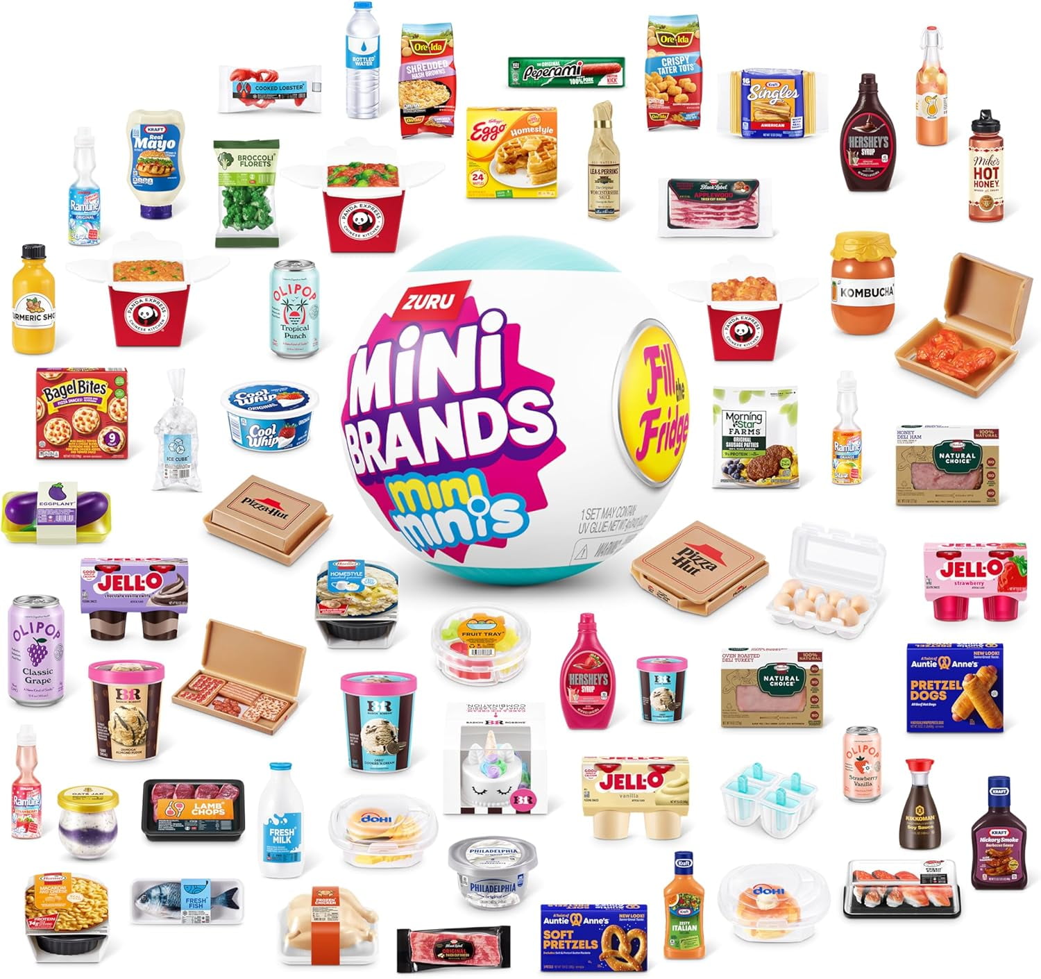 Mini Brands Fill the Fridge Playset (Assorted) Plus 2 S1 Mini Minis Balls Collectible Blind Novelty and Gag Toy by ZURU