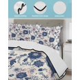 thumbnail image 4 of Navy Blue Floral Twin XL Size Down Alternative Comforter,Lightweight Comforter Quilt Bedding Set with Pillow Shams Vintage Watercolor Botanical Flower Leaf Bed Comforter Duvet Insert 68"x98", 4 of 7