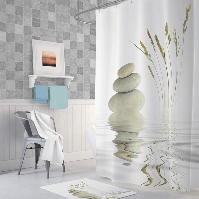 Bearachild Cortina de baño elegante e impermeable con cortina moderna y repelente al agua Sombras de ventana