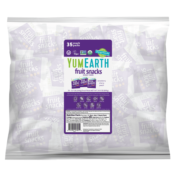 YumEarth Gluten Free Fruit Snacks, Favorites, 35 Snack Packs, 0.7 oz (19.8 g) Each