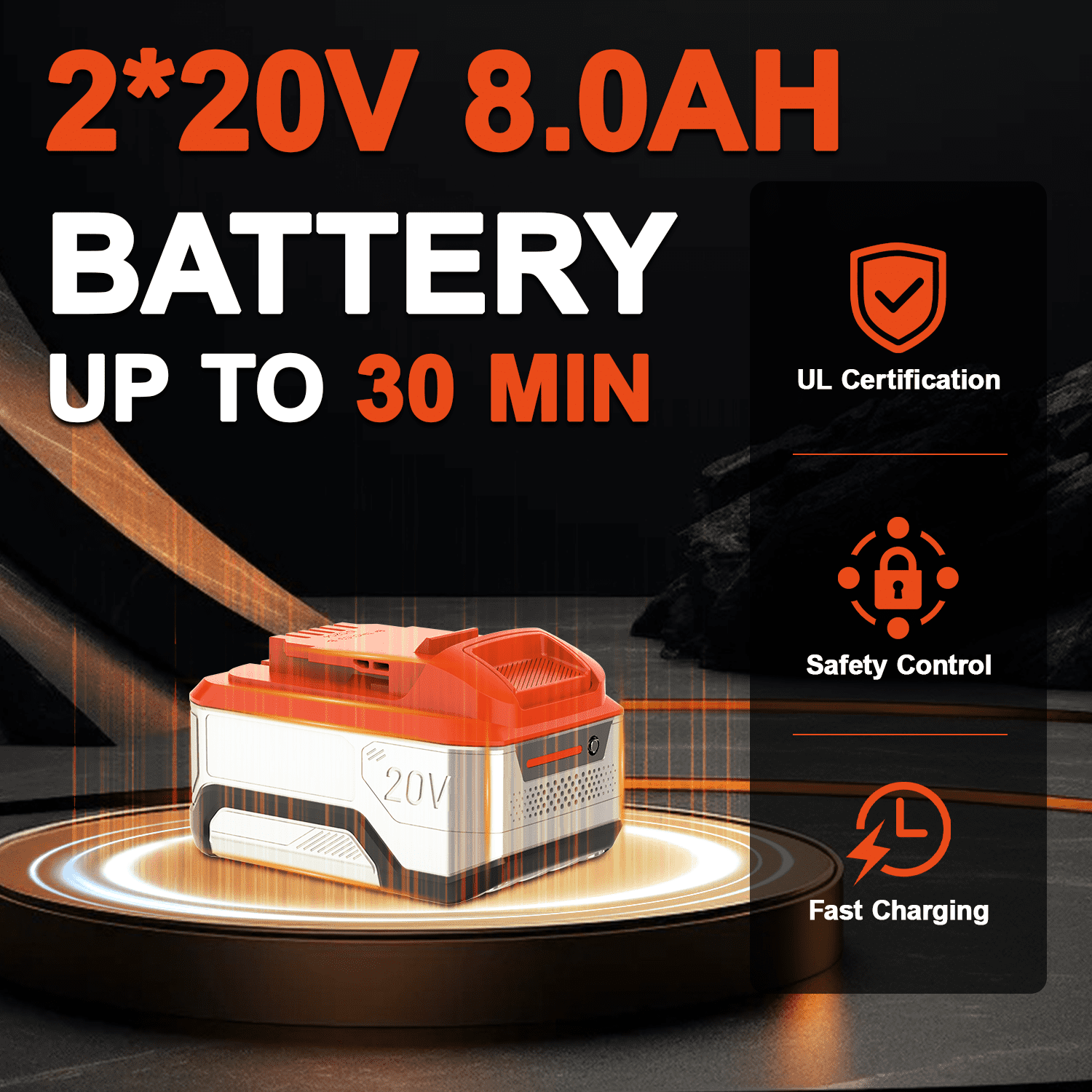 FLOYANT 21in Lawn Mower，Electric Lawn Mower with 8-Position Height Adjustment,Battery Powered Cordless Lawn Mowers with 60L Grass Bag, 2 x 8.0Ah Batteries & Charger Included