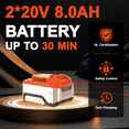 thumbnail image 5 of FLOYANT 21in Lawn Mower，Electric Lawn Mower with 8-Position Height Adjustment,Battery Powered Cordless Lawn Mowers with 60L Grass Bag, 2 x 8.0Ah Batteries & Charger Included, 5 of 8