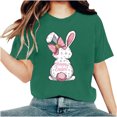 thumbnail image 1 of Camisetas de Cuello de Tripulación de Manga Corta para las Mujeres Cartas de Impresión de Pascua Camiseta de Manga Corta, Spandex de Poliéster, 1 of 5