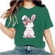 thumbnail image 1 of Camisetas de Cuello de Tripulación de Manga Corta para las Mujeres Cartas de Impresión de Pascua Camiseta de Manga Corta, Spandex de Poliéster, 1 of 5