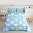 thumbnail image 2 of Feelyou Blue Flower Floral Full Size Comforter Sets for Women, Kawaii Groovy Print Bedding Comforter Set, Dreamy Princess Style Reversible Bedding Sets, Ultra Soft Bedroom Decor, 3 Pieces, 2 of 8